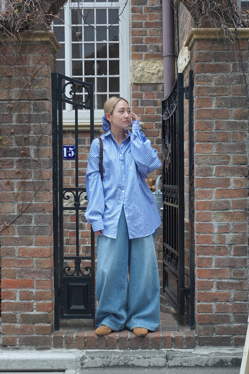 【少量再入荷】ストライプオーバーシャツ